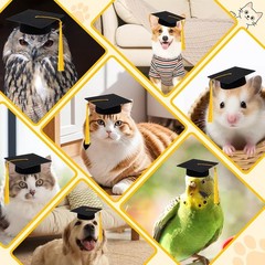 Mini Graduation Caps with Tassels 9 Pack Small Plush Toy Dog Decoration