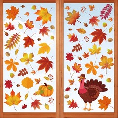 164 PCS Fall Window Clings for Glass Windows Autumn