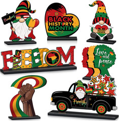 7 Pcs Black History Month Decorations Wooden Black History Month Table Centerpie