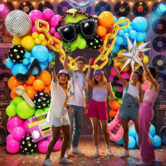 90S 80S Disco Theme Party Decorations, 151Pcs Balloon Arch Kit with Disco Ball,