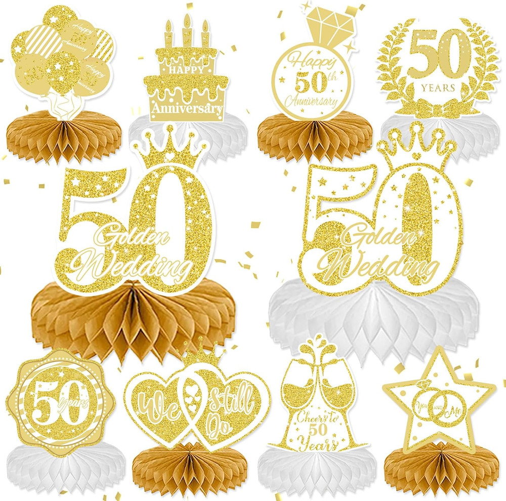 10 Pcs 50Th Anniversary Decorations, 50Th Wedding Anniversary Decorations 50Th A