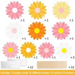 12 PCS Daisy Theme Centerpiece Sticks Groovy Spring Flower Table 70s Hippie