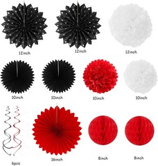 Black White-Red Party-Decorations – 33pcs Birthday Banner,Streamers Tassel