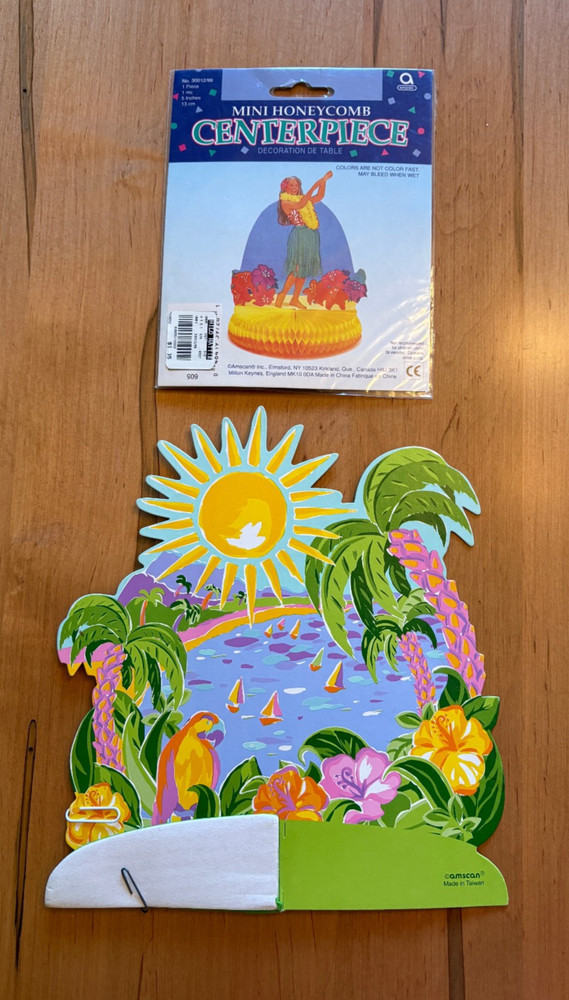 Amscan Hawaiian Tropical Hula Honeycomb Centerpieces – Party Luau Lot of 2