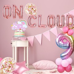 On Cloud 9 ROSE GOLD Balloons Banner On Cloud Nine Birthday Party Decorations…