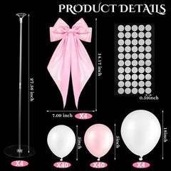 4 Sets Balloon Centerpieces for Tables Pink Bow Coquette Birthday Decor Inclu…