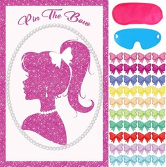 Pink Birthday Party Decorations Girls Princess Games Pin The Bow