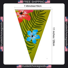 2 Pack Hawaiian Bunting Flags for Tropical Party Decorations