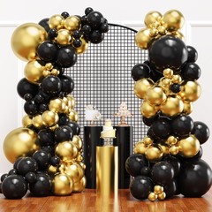 YMSZ Black and Gold Balloons, Black and Metallic Gold Balloons