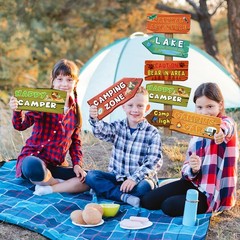 20 Pcs Camping Themed Party Decorations Outdoor Directional Signs Set