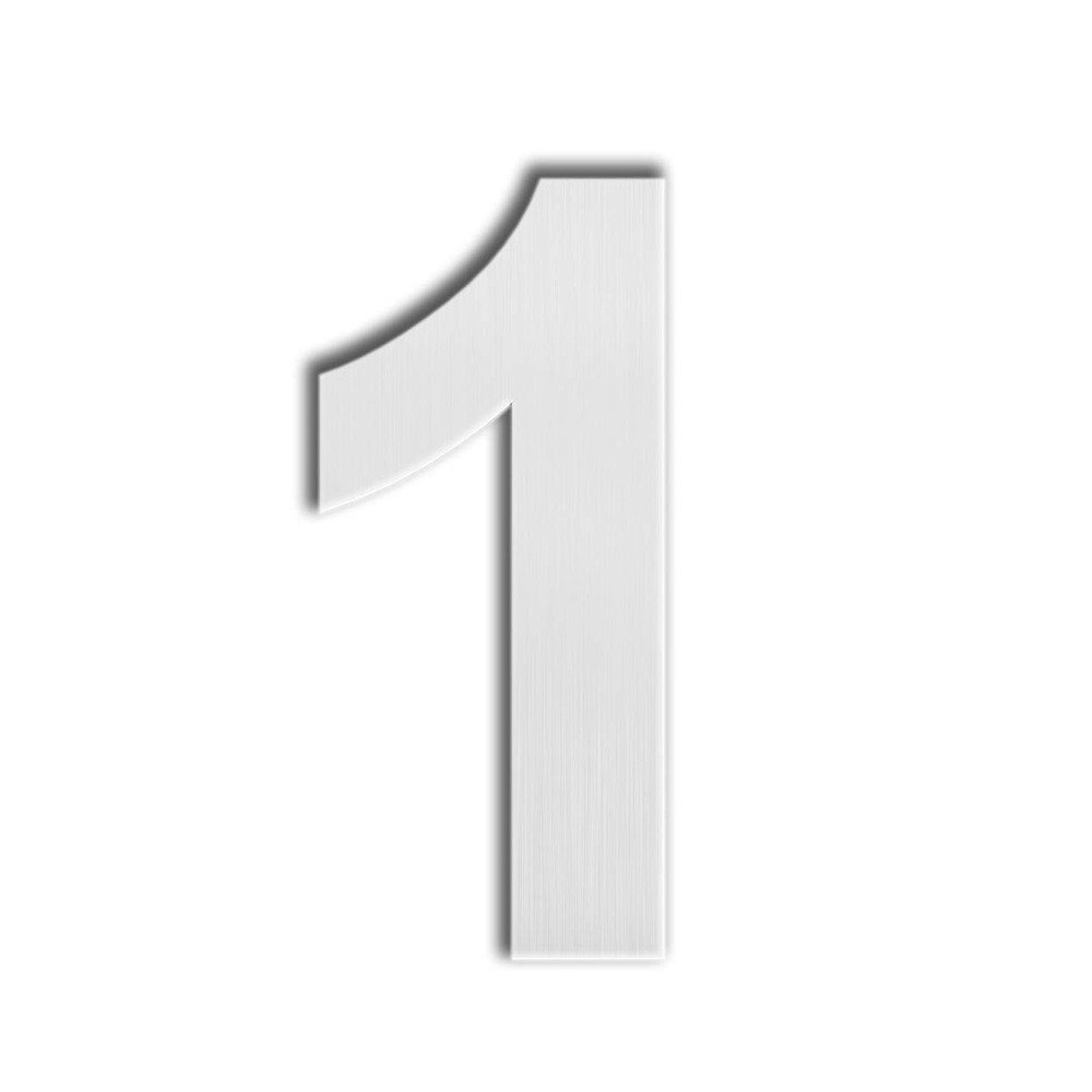 QT Modern House Number – LARGE 8 Inch – Brushed Stainless Steel (Number 1 One…