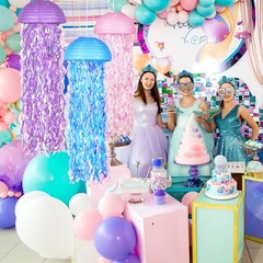 10″ Mermaid Jellyfish Lanterns – Pink Purple Blue Decorations Multi-colored B
