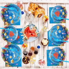 Vibrant Under the Sea Tableware – Baby Shower & Birthday Supplies for 24 Guests