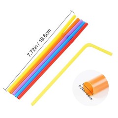 500 Pcs Colorful Flexible Disposable Plastic Drinking Straws.(0.23» diameter…