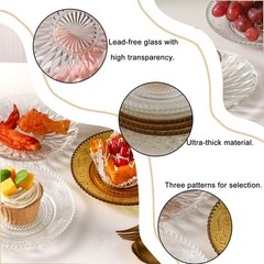 WHJY 6 Inch Clear Glass Plates 4 Pack Vintage Dinnerware Set 6 inches,