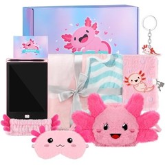 Axolotl Gift Set for Easter, Valentine’s & Birthdays – Flannel Blanket, LCD Tabl