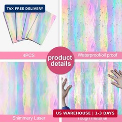 OHOME 4 Pack Iridescence Plastic Tablecloths Disposable Galentines Day Decoratio
