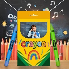 Back to School Crayon Box Photo Backdrop & Balloon Set – Perfect for Photos