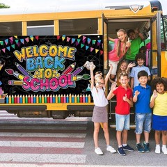 Welcome Back to School Banner, Multicolored, 72 X 43 Inch, Back to School Decora
