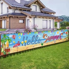 Large Hello Summer Banner – 118×20 Tropical Décor for Unforgettable Gatherings