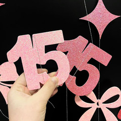 Glitter Pink 15Th Bow Birthday Decorations Hot Pink Conquette Bow Garland Stream