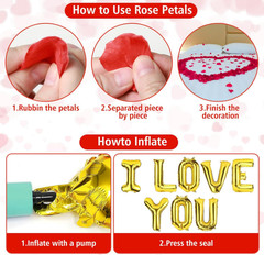 Valentines Day Balloon Kit I Love You Anniversary Balloons with 1000 Silk Petals