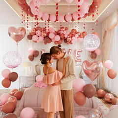 Anniversary Decorations for Bedroom, Valentines Day Balloons Kit Rose Gold Heart