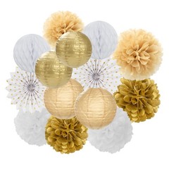 White Gold Party Decorations Streamers – 14pcs Christmas Wedding Engagement L…