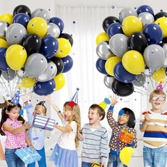 60pcs Black and Yellow Balloons 12inch with Navy Gray Metallic Blue Yellow
