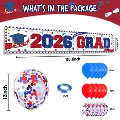 Graduation Yard Signs Red and Blue Class of 2026 Congrats Grad Banner Large with
