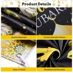 Boyiee Ramadan Mubarak Decorations Backdrop Banner Muslim One Size, Black