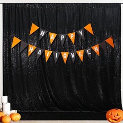 6x6ft Black Sequin Backdrop, High Density Non-Transparent Glitter Curtain for