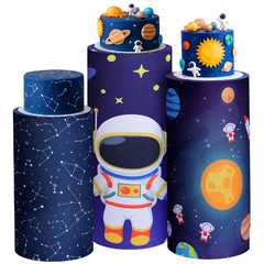 Mindsoft Set Of 3 Outer Space Spandex Cylinder Stand Covers For Party Planet