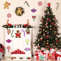 Christmas Peppermint Cutouts Gingerbread Lollipop Candy Cane Wall Decor 60 PCS