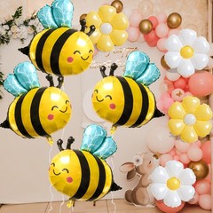8 Pcs Bee and Daisy Balloons Set – 4 Bumble Bee & 4 Flower Mylar Foil Balloon…