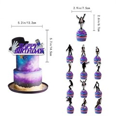 Michael Jackson Birthday Party Decor Banner Balloon Cupcake Topper Supplies Set