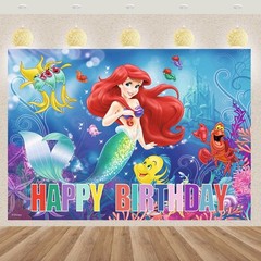 Underwater Mermaid Princess Ariel Backdrop Birthday Party Background Decorations