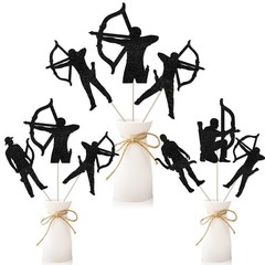 24 Pcs Archery Themed Centerpieces Black Glitter Archery Sport Themed Centerp…
