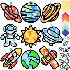 48PCS Solar System Space Paper Suncatchers DIY Project Kits, Back to School W…