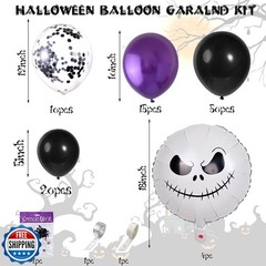 Halloween Decorations Balloon Arch Garland Kit, 101pcs Metallic Purple and Ma