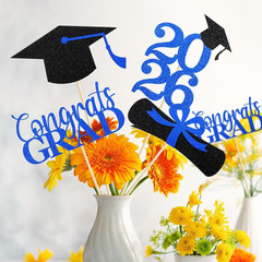 Graduation Decorations 2026, 16 PCS Black Blue Graduation Centerpieces for Table