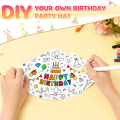 12 Pcs Birthday Party Hats Assorted Themes Cone Paper Headbands | Multiple…
