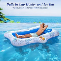 65″ Thicken PVC Inflatable Lounge Pool Float Heavy Duty For Adults River Tanning