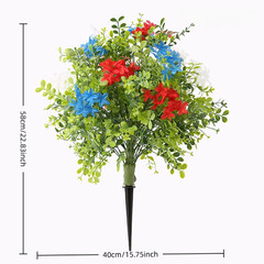 Patriotic Plastic Hydrangea Flower in Pot for Independence Day For Outdoor Use