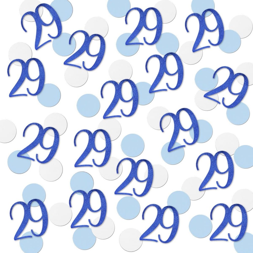 Blue Glitter 29 Confetti 200 PCS 29th Birthday Number Table Decor