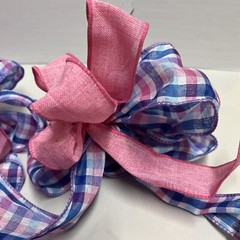 12 Blue, Pink And White Plaid Bows For Party Decorations, Baby Showers