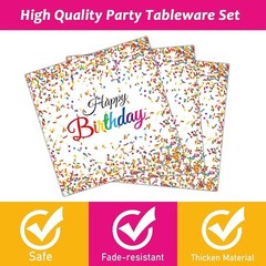 Festive 96-Piece Birthday Tableware Set – Confetti Sprinkles Theme for 24 Guests