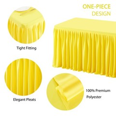 Party Talk 1 Pack Yellow Rectangle Table Clothes for 4 Foot Tables, Polyester Wr