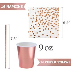 Rose Gold Party Decorations Set for 16 Guests – Eco-Friendly Supplies