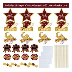 24 PCS Maroon Gold 2025 Graduation Centerpiece Sticks Table Topper Decor